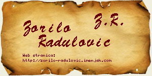 Zorilo Radulović vizit kartica